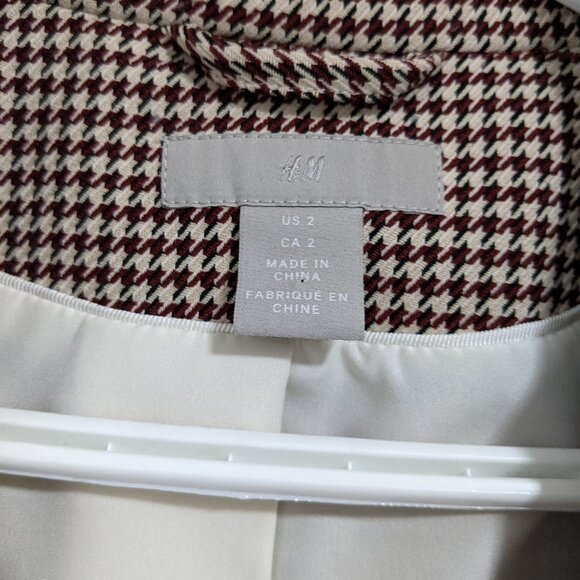 HM Burgundy Houndstooth Suit Set (2PC Suit / Blazer&Pants) - Picture 3 of 5